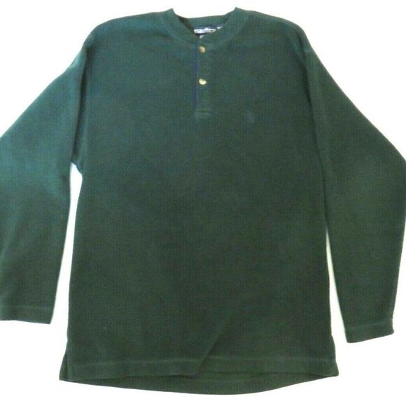 Nautica Sweater Adult Medium Green Pullover Button-Up NauTech Fleece Men's - Picture 1 of 10